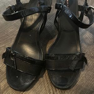 Black Prada wedges- one needs a minor heel repair